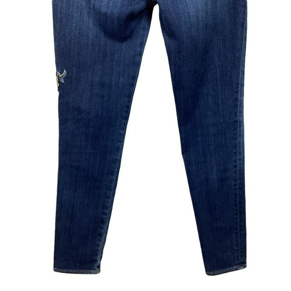 Driftwood Embroidered Floral High Rise Skinny Jeans Womens Size 28 Dark Wash Den - Picture 8 of 12
